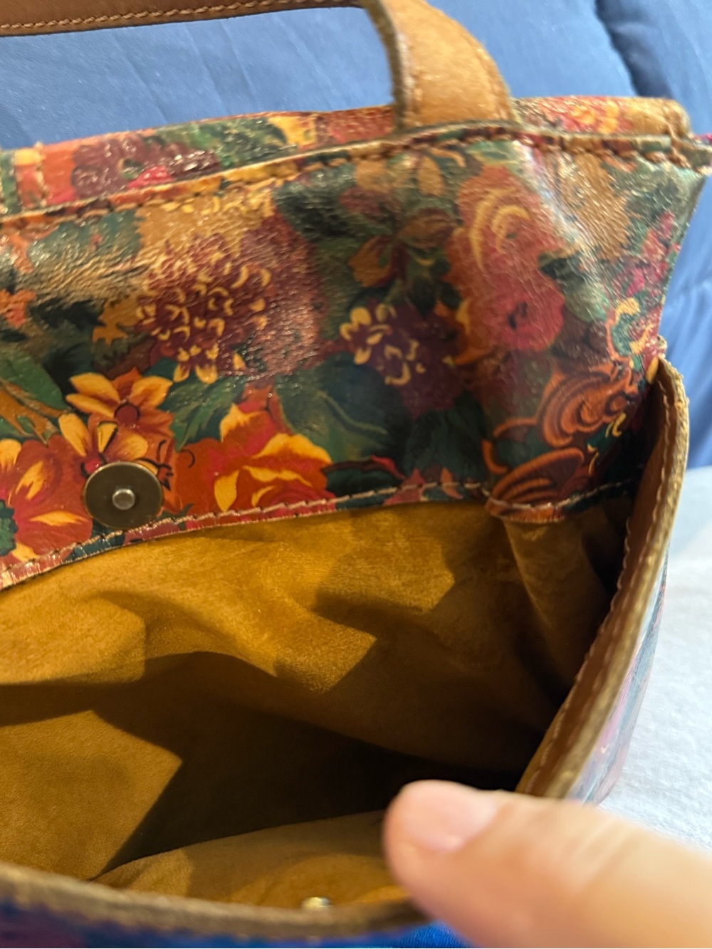 Patricia Nash Multicolor Floral Leather Shoulder Bag - Pink, Green, Gold, Brown - Picture 12 of 14